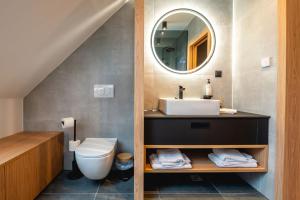 a bathroom with a sink and a toilet at Vineyard Escape Herbersteinova klet in Juršinci