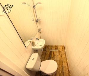 a bathroom with a toilet and a sink at Stylish Homes Downtown Buda in Budapest +9 photos