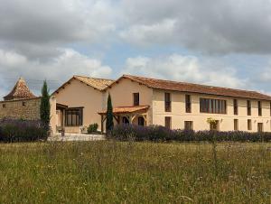 a large house with a field in front of it at Grange des Bardins in Villebois-Lavalette