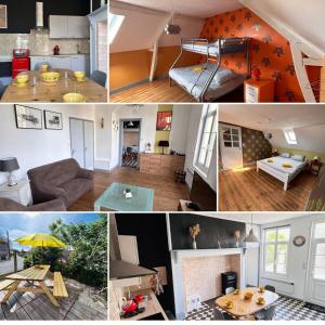 a collage of photos of a living room and a house at La Maison d'Anissa-plage à 20min-Wifi-Parking in Nouvion-en-Ponthieu
