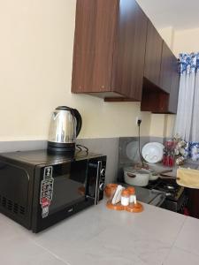 基苏木Makasembo Estate的厨房台面上设有微波炉