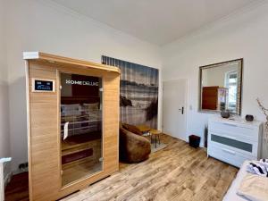 Kuchyň nebo kuchyňský kout v ubytování Kapitaenshaus-Lassen-Zimmer-Penelope