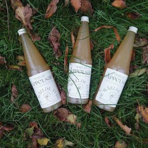 Eine Gruppe von drei Flaschen, die auf dem Rasen stehen. in der Unterkunft Eco Farm Camping 'de Waeldernis' in De Waal + 78 Fotos