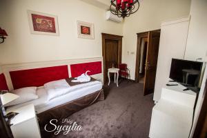 a hotel room with a bed and a television at Sempre B&B in Płock +47 photos