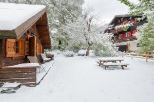 シャモニー・モンブランにあるMazot Mer de Glace - Happy Rentalsの雪の中のピクニックテーブル付き家 +10枚の写真
