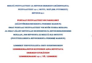 a page of a document showing the names of different languages at Guesthouse Northern Star in Muonio