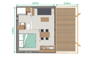 a floor plan of a house with boxes at Chalet 20m2 - Sein in Plouhinec