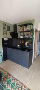 a kitchen with a black counter top in a room at Divčibarski kutak in Divčibare +8 photos