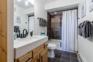 a bathroom with a sink and a toilet and a shower at 3 BR Fraser Apartment in Fraser +60 photos