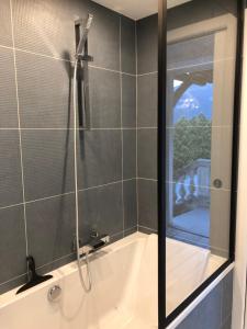 a shower in a bathroom with a tub at La Tranquilitude in Ceyzérieu +71 photos