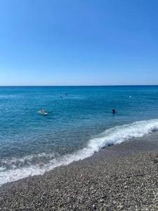 eine Gruppe von Menschen, die im Meer schwimmen in der Unterkunft Siderno Beach Stay - Guest House in Siderno Marina