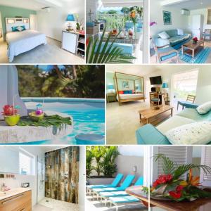 un collage de fotos de una habitación de hotel en LES HAUTS DU CAP, en Le François 6 fotos más