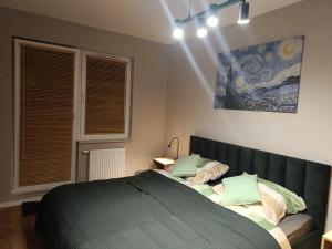 Ένα ή περισσότερα κρεβάτια σε δωμάτιο στο MODERN APARTAMENT Walendów Park
