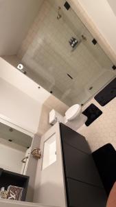 une salle de bain avec WC et un plafond dans l'établissement Hollywood Luxury Pent house, à Los Angeles