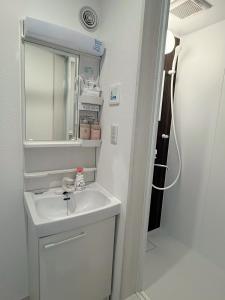 a bathroom with a sink and a mirror at Niseko Yotei Vista in Kutchan