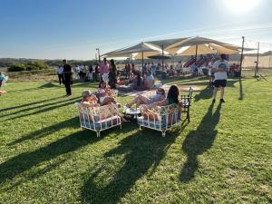 eine Gruppe von Menschen, die auf dem Gras sitzen in der Unterkunft Monte Meu in Odemira + 21 Fotos