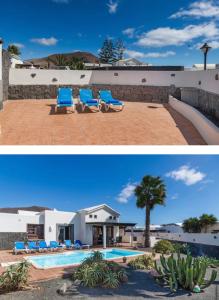 zwei Bilder von einem Haus und einem Swimmingpool in der Unterkunft Villa Tania - Villa independiente con piscina privada in Playa Blanca