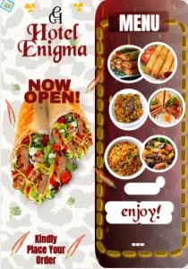 奥韦里Hotel Enigma的一包墨西哥食品，上面印着三明治的图片。