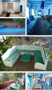 a collage of four pictures of a house at Dar Nefzi in Ouazzane