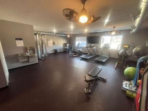 a gym with a lot of exercise equipment in a room at Graphite Loft in Des Moines