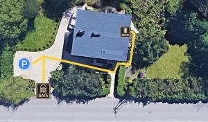 an aerial view of a house with a yellow line at Studio in Krakow