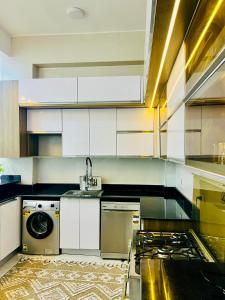 cocina con lavavajillas y lavadora en Quiet Villa, en Luxor