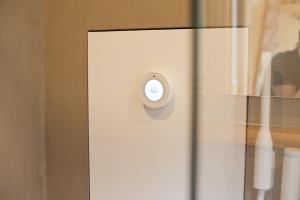 a close up of a door with a button on it at Tiny House Nature 16 - Green Tiny Village Harz in Osterode