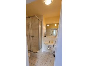 青斯特Residenz am Strand Wohnung 2-39的浴室配有淋浴和洗手池
