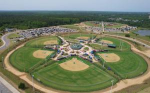 an aerial view of a park with tables and chairs at Candlewood Suites Dothan by IHG in Dothan
