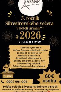 um cartaz para um concerto com uma lista de preços em Hotel Arman em Nižná