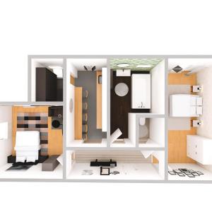 Una representación de una habitación con un blanco en D16 Apartman, en Szentgotthárd