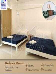 Giường trong phòng chung tại Palazio De Laiya Resort Hotel