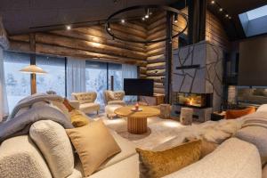 TV a/nebo společenská místnost v ubytování Chalet Magical Forest Harjunpolku Lapland