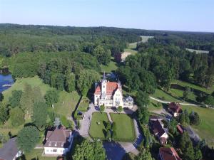 an aerial view of a large estate with a large house at Reihenhaus Reiterchalet in Wendorf in Wendorf