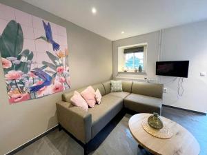 Μια τηλεόραση ή/και κέντρο ψυχαγωγίας στο Holiday home in Voerendaal with terrace