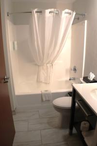 ein Badezimmer mit Badewanne, Toilette und Waschbecken in der Unterkunft Sleep Inn Marion - Cedar Rapids in Cedar Rapids + 31 Fotos