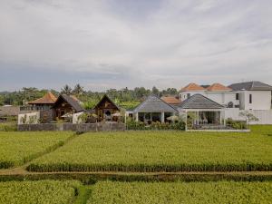 una fila di case in una risaia di Van Sheva Ubud Villa ad Ubud