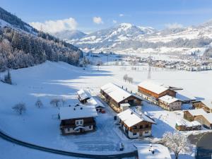 a village covered in snow with mountains in the background at Apartment in Mittersill with mountain view in Mittersill