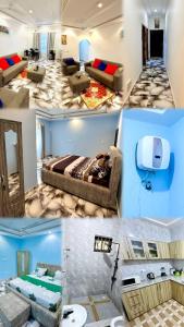 un collage di tre immagini di una camera con letto di G v Homes and apartments a Gbawe