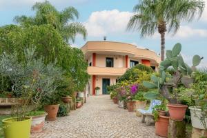 una casa con muchas plantas delante de ella en Bed n breakfast Paradise, en Melendugno