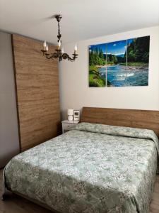 a bedroom with a bed and a picture on the wall at Appartamenti Sasso Rosso in Commezzadura
