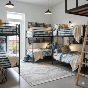 Ένα ή περισσότερα κρεβάτια σε δωμάτιο στο Hostel-Élisée-Perpignan