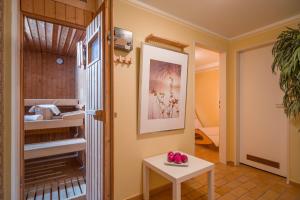 En eller flere senge i et værelse på Bergschlössl Ferienwohnung Nr. 1