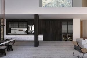 eine Küche und ein Wohnzimmer in der Unterkunft Kenshō Paros in Krotiri + 34 Fotos