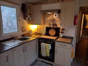 Kuchyň nebo kuchyňský kout v ubytování The HIVE on the river bank