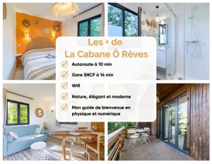 GenouilleuxLa Cabane Ô Rêves的卧室和客厅的图片拼贴