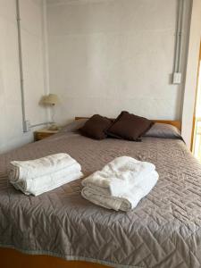 een bed met twee handdoeken erop bij Departamentito Cabral in Tandil