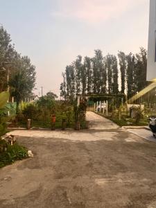 a driveway with a building and trees in the background at Aetheria Estate Retreat in Chikmagalūr