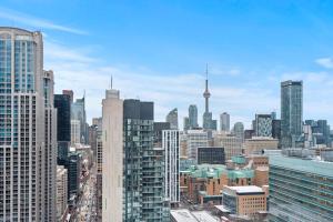a view of a city skyline with tall buildings at High Floor 1 Bedroom Condo City View Downtown Toronto in Toronto