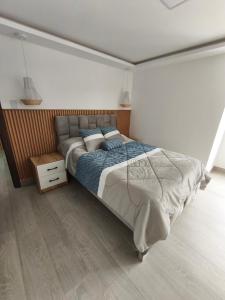 Кровать или кровати в номере Apartameno nuevo con hydro, sauna y zona BBQ